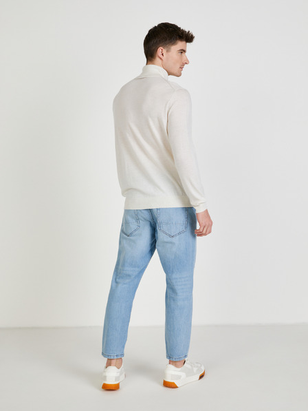 Celio Cremefarbener Herren-Woll-Rollkragenpullover Celio Menos