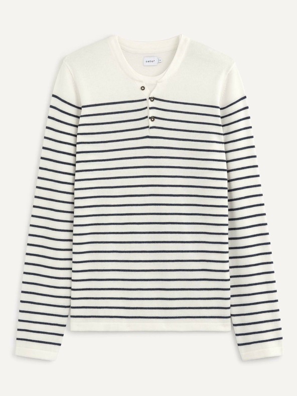 Celio Blau-weiß gestreifter Herrenpullover Celio