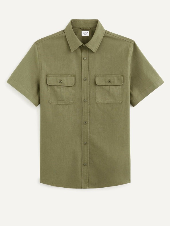 Celio Khaki Herrenhemd mit Taschen Celio