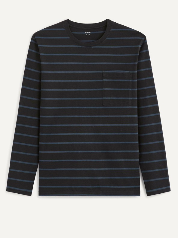 Celio Blau-schwarz gestreiftes Herren-T-Shirt Celio