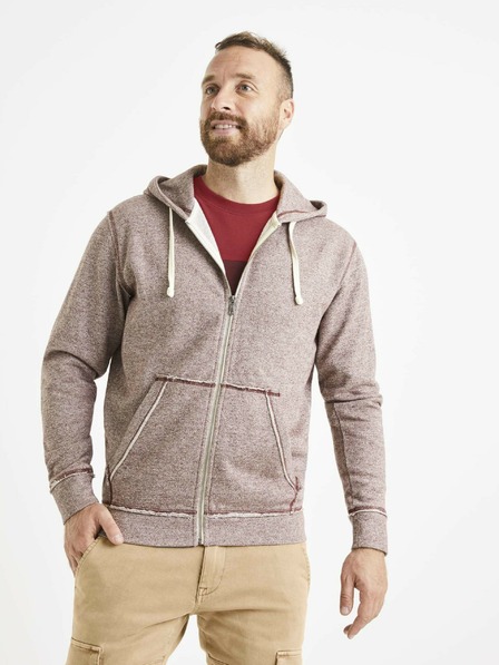 Celio Burgunderfarbener Herren-Kapuzenpullover Celio