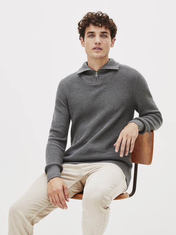 Celio Grauer Herrenpullover mit Stehkragen Celio Penolta