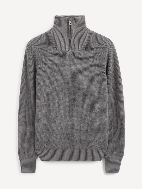 Celio Grauer Herrenpullover mit Stehkragen Celio Penolta