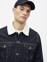 Celio Dunkelblaue Jeansjacke mit Pelzimitat Celio Susherpa