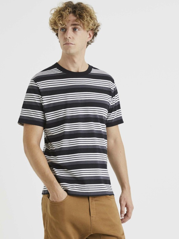 Celio Schwarz gestreiftes Basic-Shirt Celio Veband