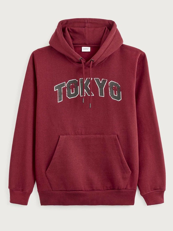 Celio Burgunderfarbener Kapuzenpullover Celio Vetokyo