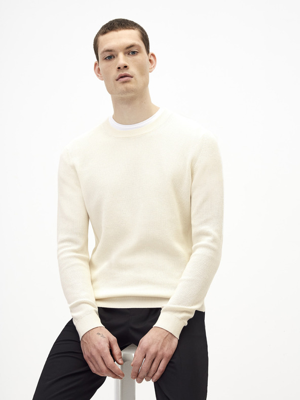 Celio Weißer Basic-Pullover Celio Tepic