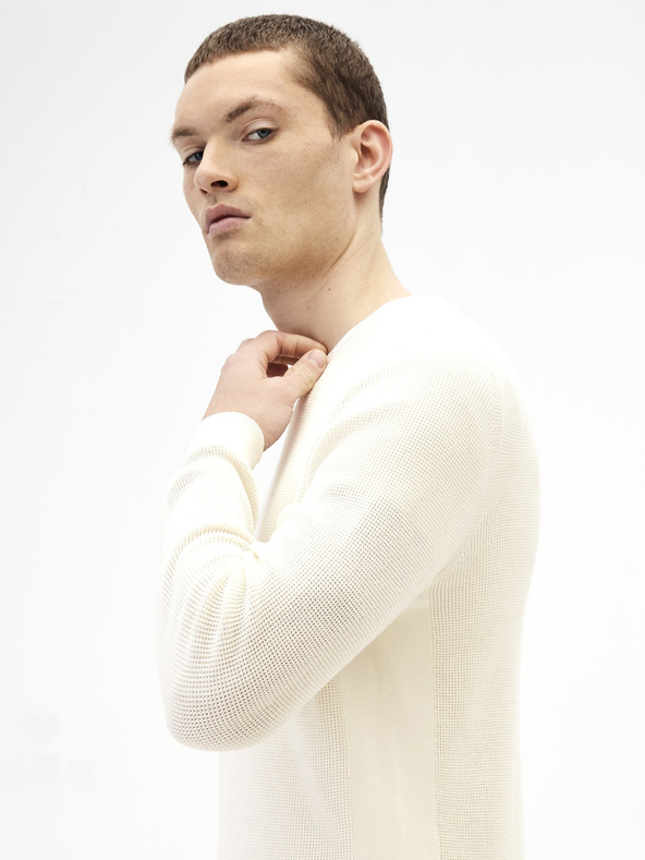 Celio Weißer Basic-Pullover Celio Tepic