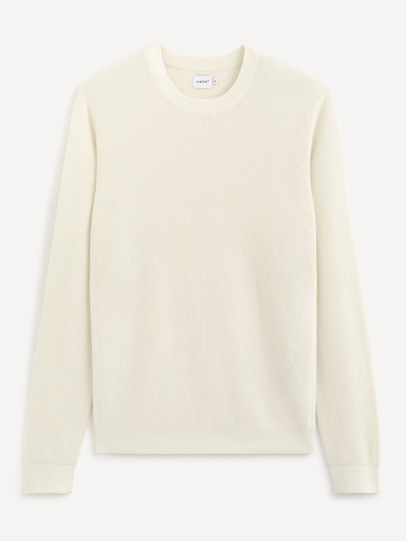 Celio Weißer Basic-Pullover Celio Tepic