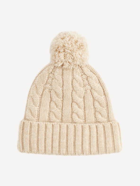 Celio Beige Mütze mit Bommel Celio Vicable