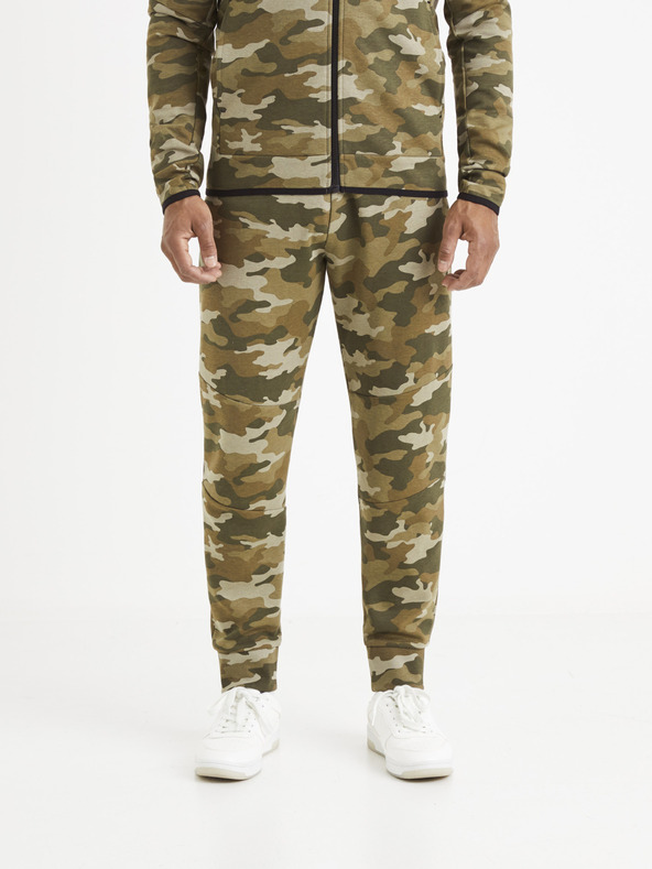 Celio Khaki-gemusterte Jogginghose Celio Vojogyoke