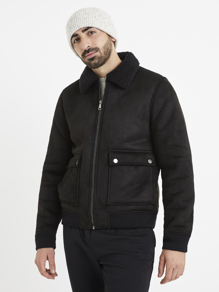 Celio Schwarze Kunstpelzjacke Celio Vutoronto