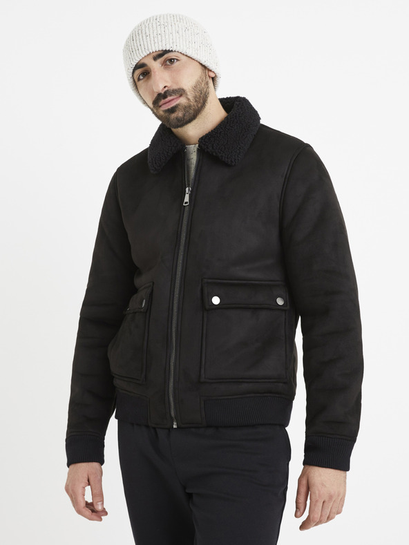 Celio Schwarze Kunstpelzjacke Celio Vutoronto