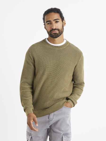 Celio Khakifarbener Basic-Pullover Celio Vecold