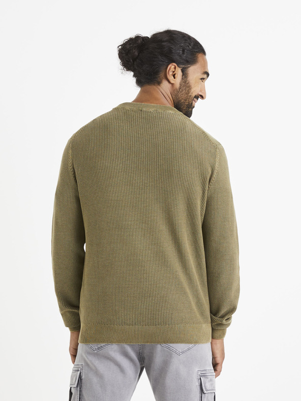 Celio Khakifarbener Basic-Pullover Celio Vecold
