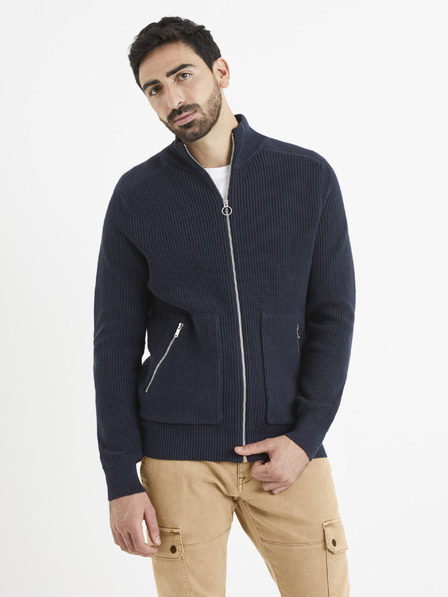 Celio Dunkelblaues Basic-Sweatshirt Celio Vezipper