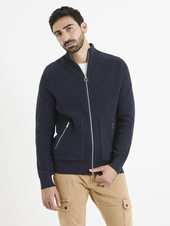 Celio Dunkelblaues Basic-Sweatshirt Celio Vezipper