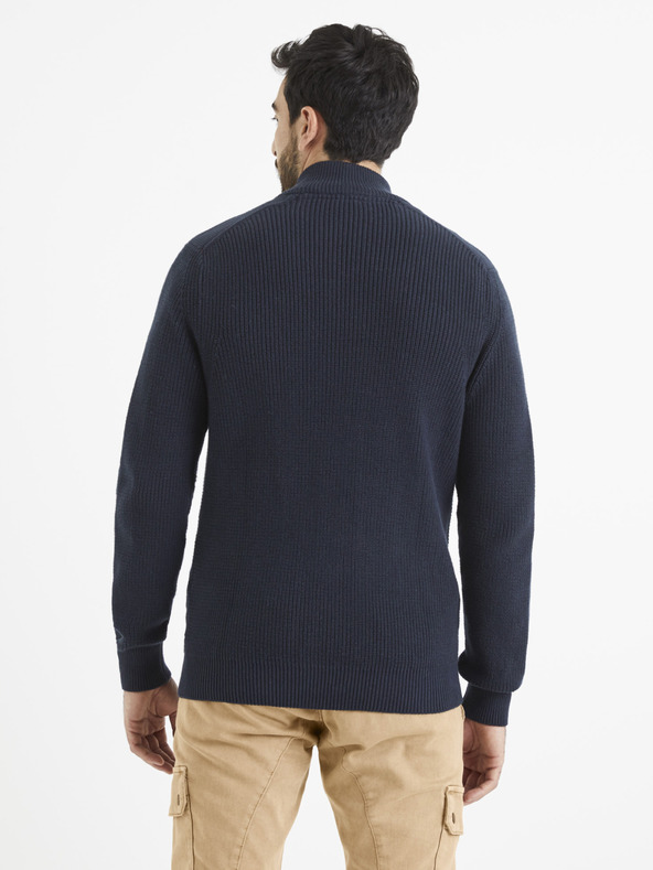 Celio Dunkelblaues Basic-Sweatshirt Celio Vezipper