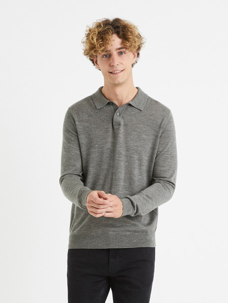Celio Celio Veitalian Grauer Wollpullover