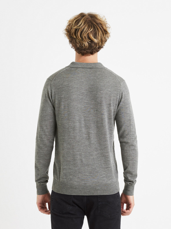 Celio Celio Veitalian Grauer Wollpullover