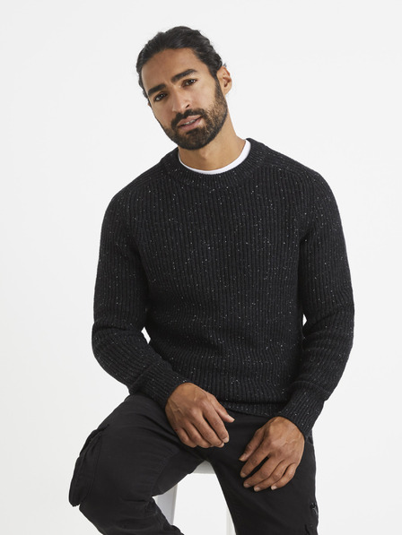 Celio Schwarz gestromter Herrenpullover Celio