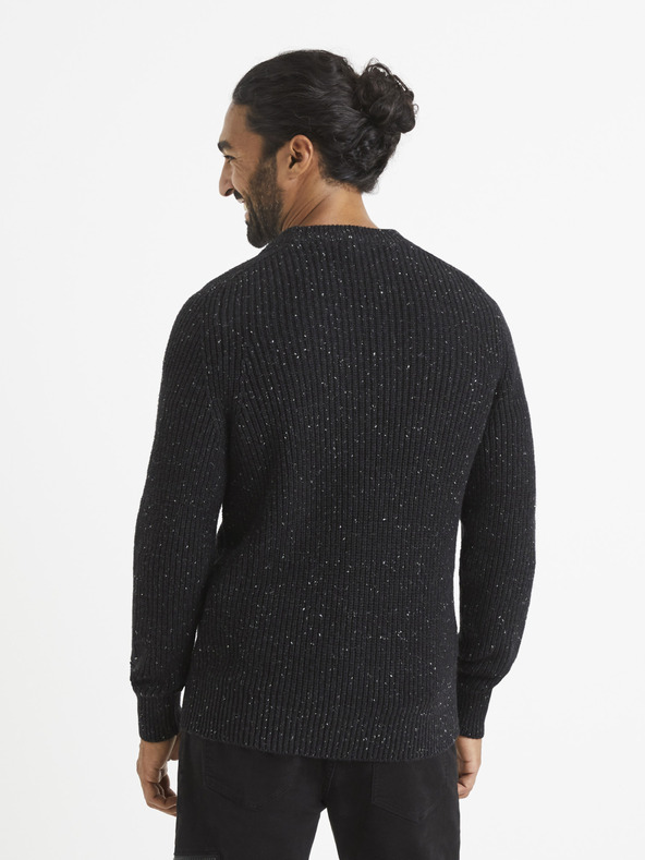 Celio Schwarz gestromter Herrenpullover Celio