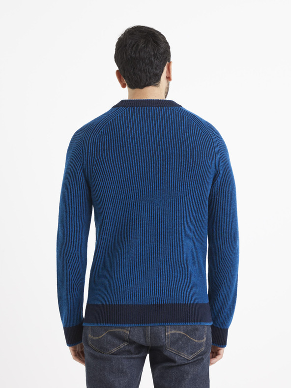 Celio Schwarz-blauer Herren-Wollmischpullover Celio