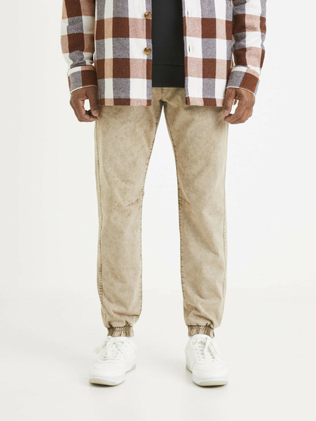 Celio Beige gestreifte Herrenhose Celio