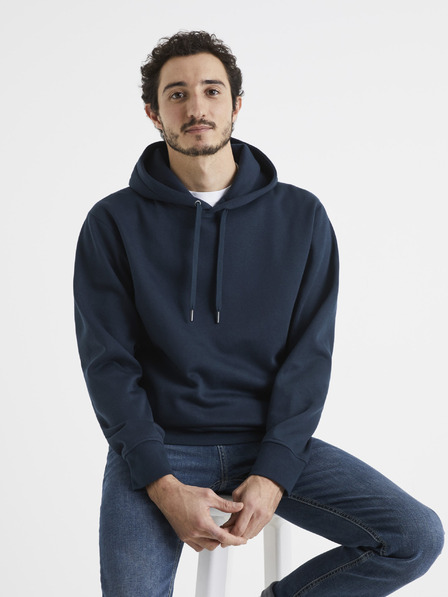 Celio Dunkelblauer Herren-Kapuzenpullover Celio Vesix