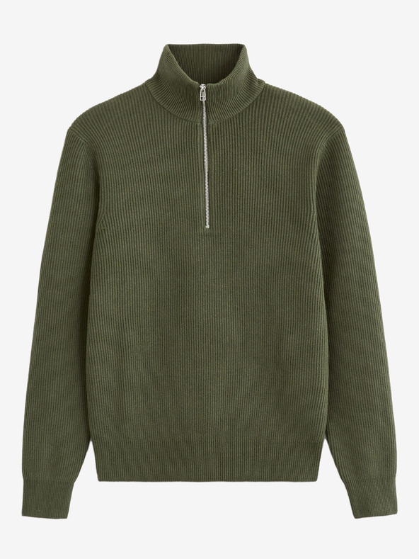 Celio Khaki Herrenpullover mit Stehkragen Celio