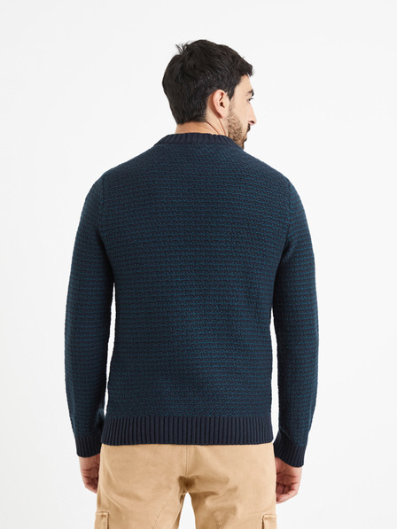 Celio Dunkelblauer gemusterter Herren Celio Vecountry Pullover