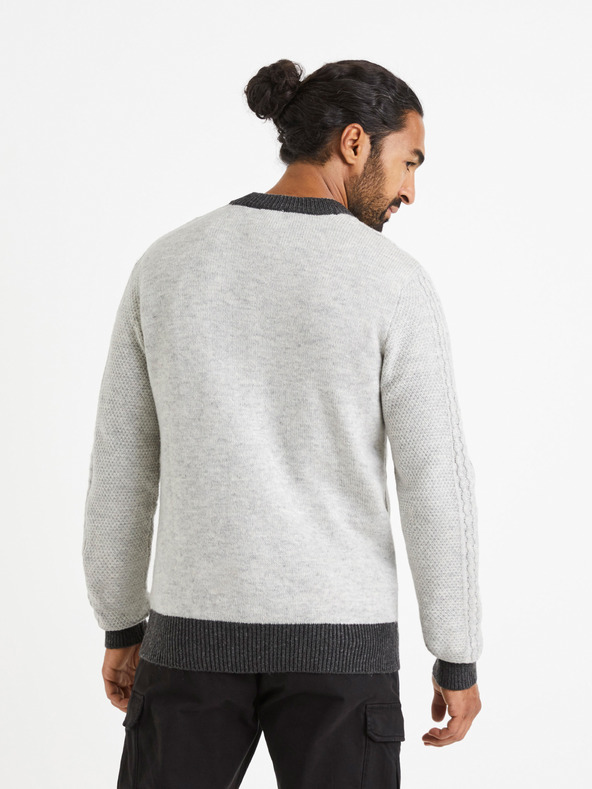 Celio Hellgrauer gemusterter Herrenpullover von Celio