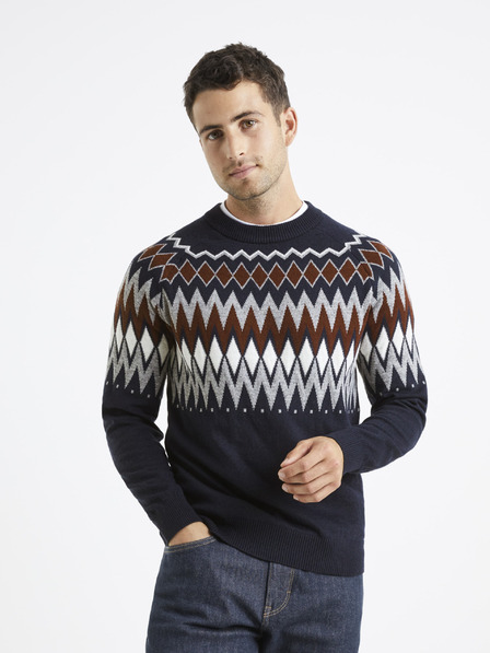 Celio Dunkelblauer gemusterter Herren Pullover von Celio