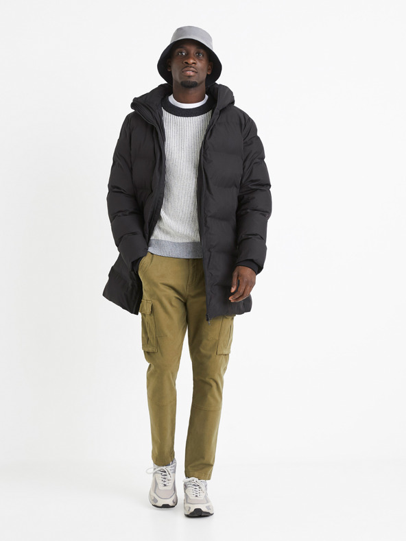 Celio Grauer Herrenpullover aus gerippter Wollmischung Celio Veriblock