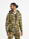 Celio Beige-grüner Herren-Tarnkapuzenpullover Celio Veyoke