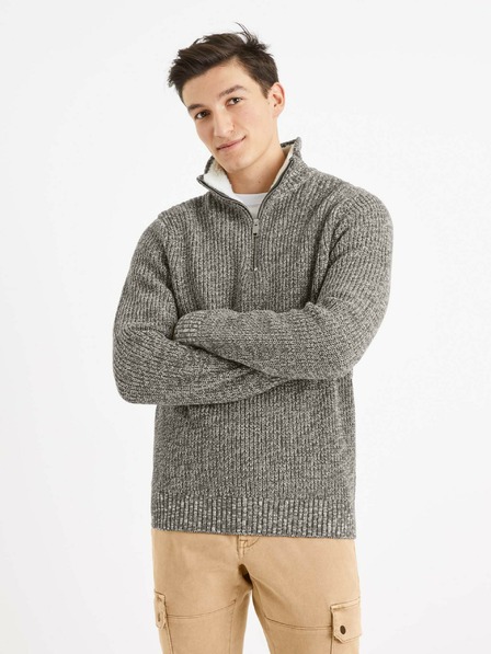 Celio Herrenpullover weiß und grau gestromt Celio Veviking