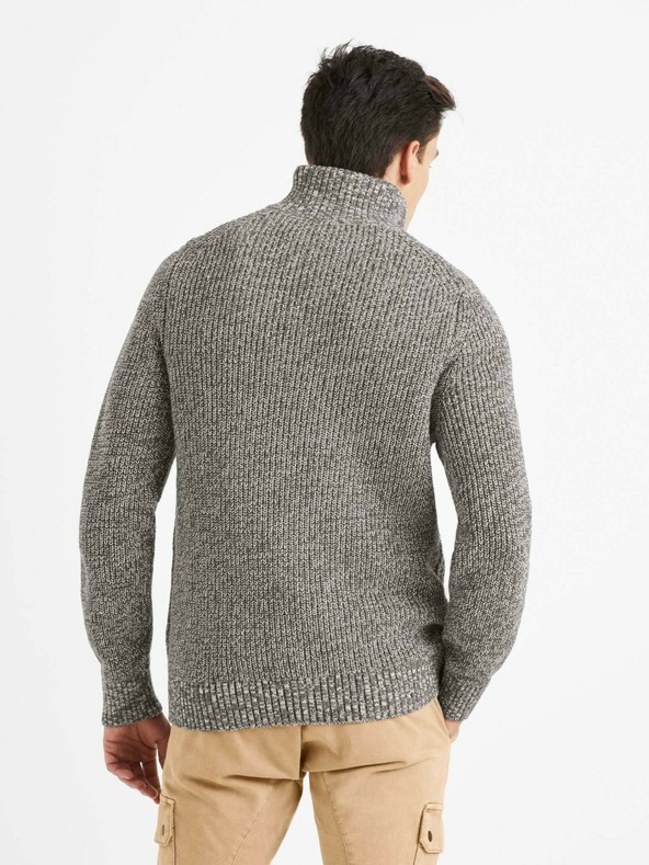 Celio Herrenpullover weiß und grau gestromt Celio Veviking