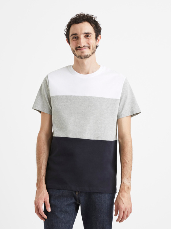 Celio Weißes und graues Herren-T-Shirt von Celio Vetrois