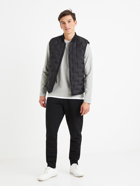 Celio Hellgrauer Herrenpullover mit Zierbordüre Celio Velayer