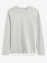 Celio Hellgrauer Herrenpullover mit Zierbordüre Celio Velayer