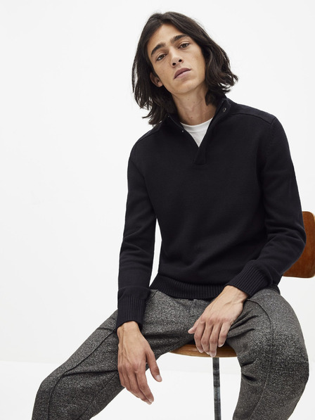 Celio Schwarzer Herrenpullover mit Stehkragen Celio Serome