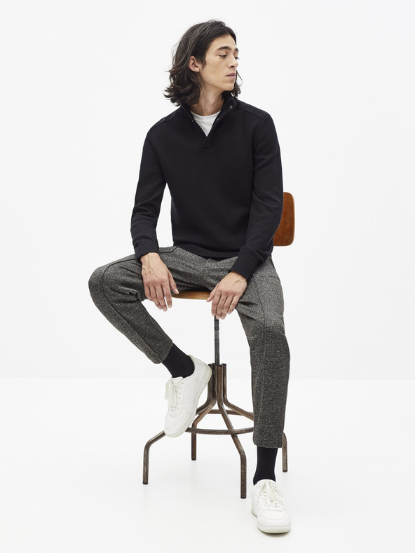 Celio Schwarzer Herrenpullover mit Stehkragen Celio Serome