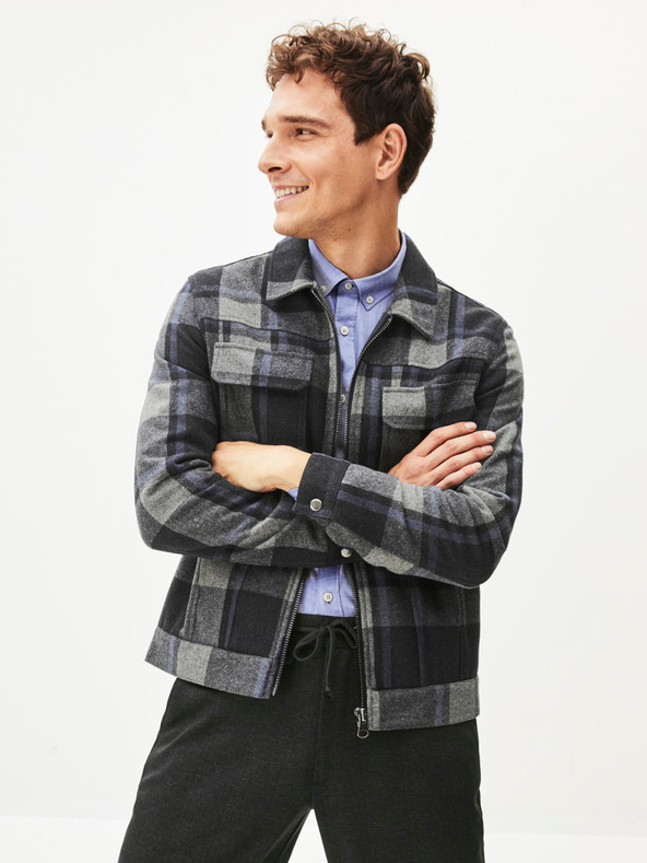 Celio Dunkelgraue Herren Celio Punjab karierte Jacke