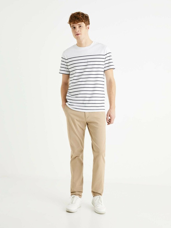 Celio Schwarz-weiß gestreiftes Herren-T-Shirt Celio Bebaser