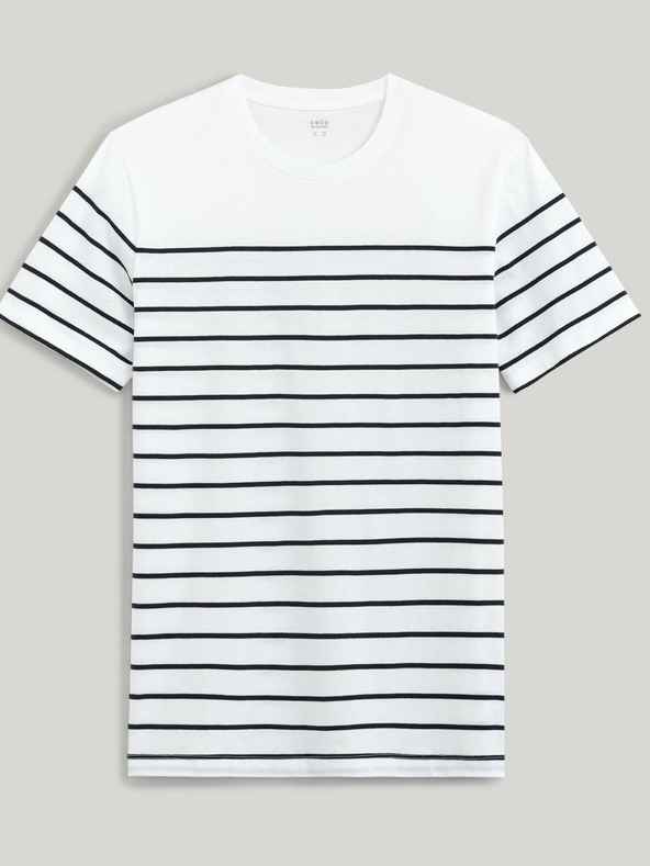 Celio Schwarz-weiß gestreiftes Herren-T-Shirt Celio Bebaser