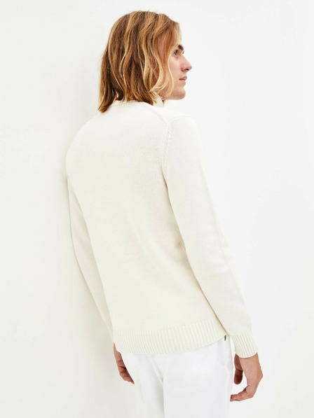 Celio Cremefarbener Herren-Rollkragenpullover Celio Peneige