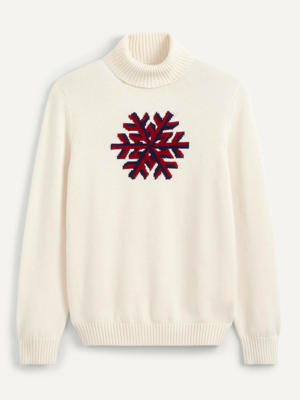 Celio Cremefarbener Herren-Rollkragenpullover Celio Peneige