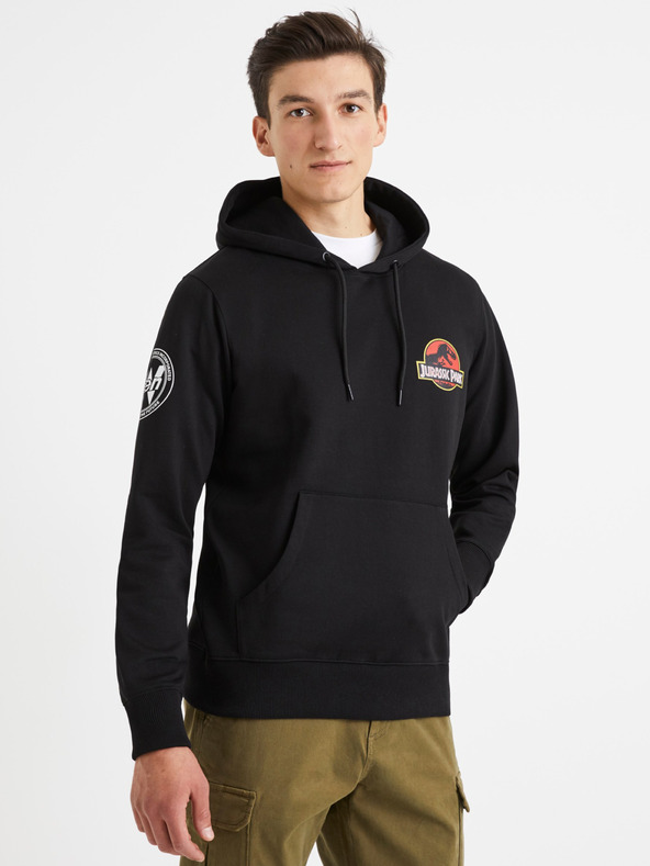 Celio Schwarzer Herren-Kapuzenpullover Celio Jurassic Park