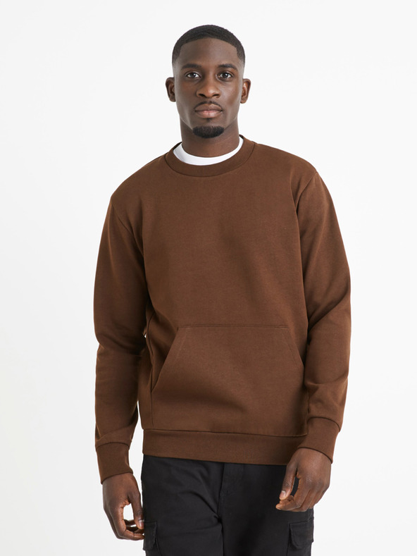 Celio Braunes Herren-Basic-Sweatshirt Celio Vepocho