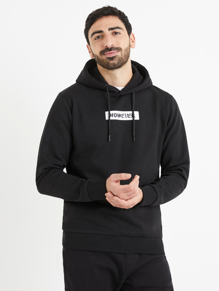 Celio Schwarzer Herren-Kapuzenpullover Celio Vetype